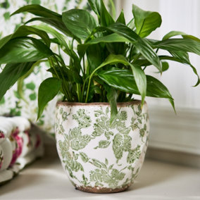 Vintage Style Small Ceramic Botanical Worn Effect Indoor Outdoor Garden Plant Pot Flower Planter