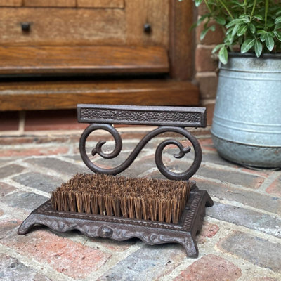 Vintage Style Swirl Cast Iron Boot Brush & Shoe Scraper