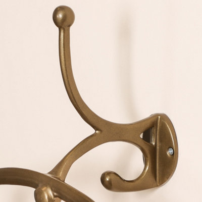 Vintage Style Three Hook Gold Valet Hook Wall Mounted Suit Jacket Coat Hanger Peg Closet Clothes Rack DIY at B Q