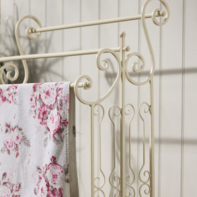 Vintage Style Three Rung Towel Rack Cast Iron Ornate Scrolled Bathroom ...