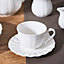 Vintage Style White Porcelain Tea Cup and Saucer