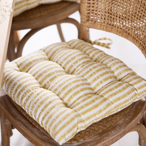 Vintage Style Yellow Striped Indoor Ourdoor Garden Furniture Dining Chair Seat Pad