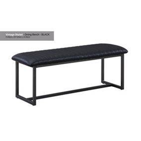 Vintage Styled Black PU Leather Dining Bench