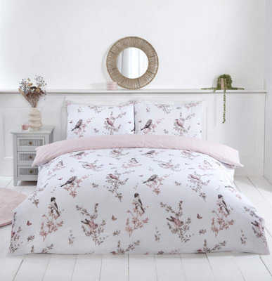 Vintage Toile Birds/Floral Duvet Cover Set Multi Reversible Bedding 100% Microfibre Polyester