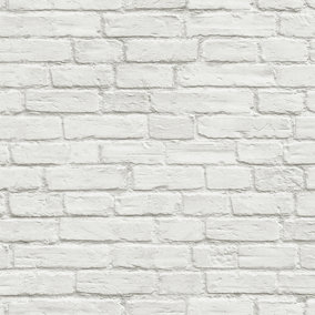 Vintage White Faux Brick Peel and Stick Wallpaper