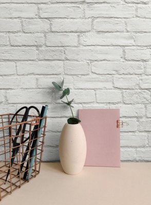 Vintage White Faux Brick Peel and Stick Wallpaper
