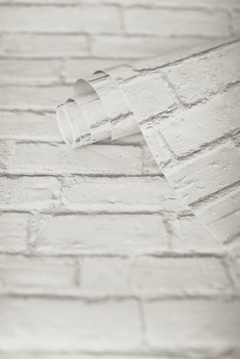 Vintage White Faux Brick Peel and Stick Wallpaper