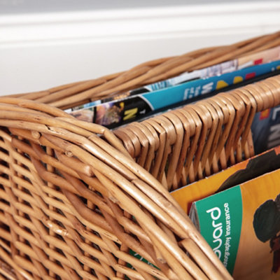 Vintage Wicker Double Magazine Rack Basket