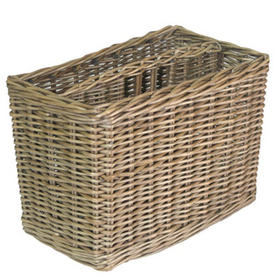 Vintage Wicker Tall Antique Wash Magazine Rack
