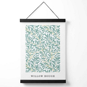 Vintage William Morris Green and Yellow Willow Pattern Medium Poster with Black Hanger