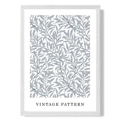 Vintage William Morris Grey Willow Pattern Poster with Hanger / 33cm / White