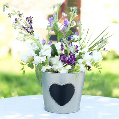 Vintage Zinc Love Heart Flower Indoor Outdoor Garden Planter Pot