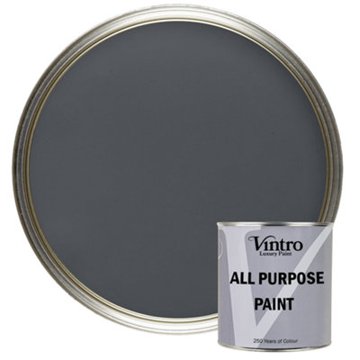 Vintro All Purpose Paint Dark Grey Multi-Surface Paint Flat Matt Finish Interior & Exterior 250ml