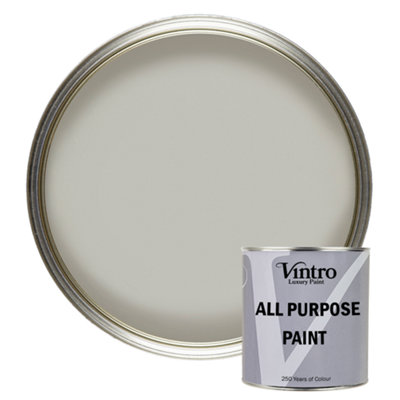 Vintro All Purpose Paint Light Grey Multi-Surface Paint Flat Matt Finish Interior & Exterior 250ml