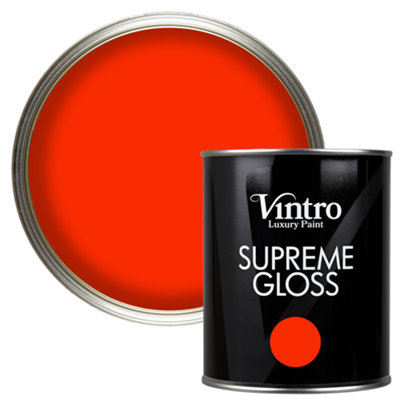 Vintro Bright Red Gloss Paint 1L Walls, Ceilings, Metal & Wood (Racing Red)