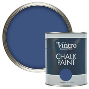 Vintro Deep Blue Chalk Paint/Furniture Paint Matt Finish 1 Litre (Paris Blue)