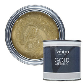 Vintro Gold Decorative Metallic Paint For Walls, Furniture, Crafts & Upcycling 250ml