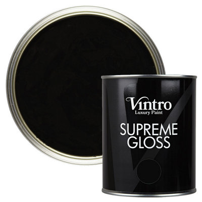 Vintro Jet Black Gloss 1L Walls, Ceilings, Metal & Wood (Victorian Black)