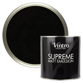 Vintro Luxury Matt Emulsion Black Multi Surface Paint for Walls, Ceilings, Wood, Metal - 2.5L (Victorian Black)