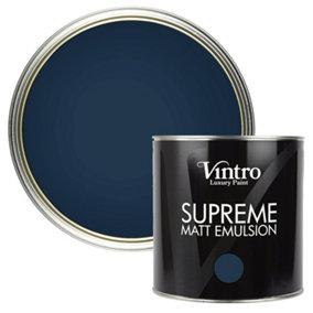 Vintro Luxury Matt Emulsion Blacky Blue Multi Surface Paint for Walls, Ceilings, Wood, Metal - 2.5L (Nightfall)