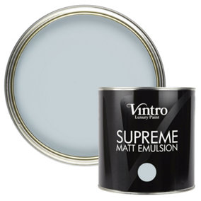 Vintro Luxury Matt Emulsion Blue-Grey Multi Surface Paint for Walls, Ceilings, Wood, Metal - 2.5L (Aurora)