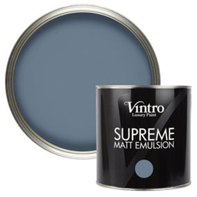 Vintro Luxury Matt Emulsion Blue Multi Surface Paint for Walls, Ceilings, Wood, Metal - 2.5L (Chiswick House)
