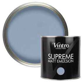 Vintro Luxury Matt Emulsion Blue, Multi Surface Paint for Walls, Ceilings, Wood, Metal - 2.5L (Morocco)