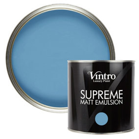 Vintro Luxury Matt Emulsion Blue Multi Surface Paint for Walls, Ceilings, Wood, Metal - 2.5L (Trinity)