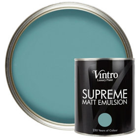 Vintro Luxury Matt Emulsion Blue Smooth Chalky Finish, Multi Surface Paint - Walls, Ceilings, Wood, Metal - 1L (Casper)