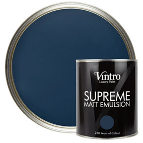 Vintro Luxury Matt Emulsion Blue Smooth Finish, Multi Surface Paint - Walls, Ceilings, Wood, Metal - 1L (Picasso Blue)