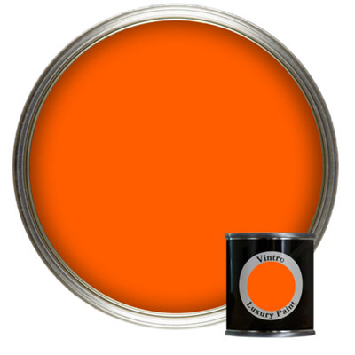 Vintro Luxury Matt Emulsion Bright Orange, Multi Surface Paint for Walls, Ceilings & Wood- 125ml (Pumpkin)