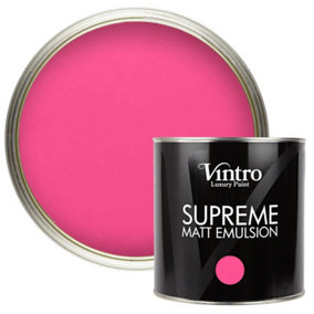 Vintro Luxury Matt Emulsion Bright Pink  Multi Surface Paint for Walls, Ceilings, Wood, Metal - 2.5L (Deptford Pink)