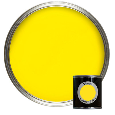 Vintro Luxury Matt Emulsion Bright Yellow, Multi Surface Paint for Walls, Ceilings & Wood- 125ml ...