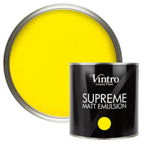 Vintro Luxury Matt Emulsion Bright Yellow Multi Surface Paint for Walls, Ceilings, Wood, Metal - 2.5L (Osborne Yellow)