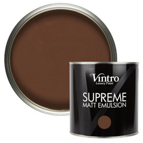 Vintro Luxury Matt Emulsion Brown Multi Surface Paint for Walls, Ceilings, Wood, Metal - 2.5L (Chocolate)