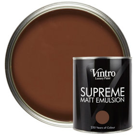 Vintro Luxury Matt Emulsion Brown Smooth Chalky Finish, Multi Surface Paint - Walls, Ceilings, Wood, Metal - 1L (Chocolate)