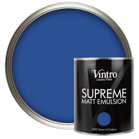 Vintro Luxury Matt Emulsion Cobalt Blue Smooth Chalky Finish, Multi Surface Paint - Walls, Ceilings, Wood, Metal - 1L (Cobalt)