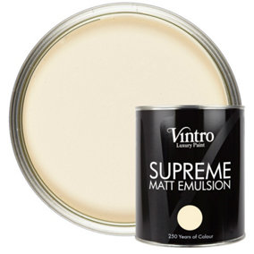 Vintro Luxury Matt Emulsion Cream Smooth Chalky Finish, Multi Surface Paint - Walls, Ceilings, Wood, Metal - 1L (Buckingham)