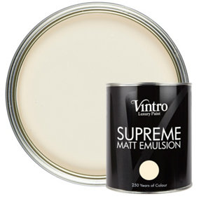 Vintro Luxury Matt Emulsion Cream Smooth Chalky Finish, Multi Surface Paint - Walls, Ceilings, Wood, Metal - 1L (Ermine)
