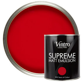 Vintro Luxury Matt Emulsion Crimson Red Chalky Finish, Multi Surface Paint - Walls, Ceilings, Wood, Metal - 1L (Dantes Dream)