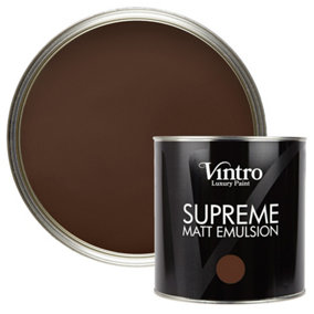 Vintro Luxury Matt Emulsion Dark Brown Multi Surface Paint for Walls, Ceilings, Wood, Metal - 2.5L (Ribwort)