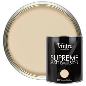 Vintro Luxury Matt Emulsion Dark Cream , Smooth Chalky Finish, Multi Surface Paint for Walls, Ceilings, Wood, Metal - 1L