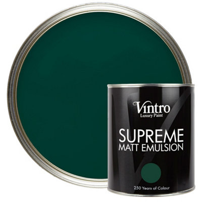 Vintro Luxury Matt Emulsion Dark Green, Multi Surface Paint for Walls, Ceilings, Wood, Metal - 1L (Woodpecker Green)