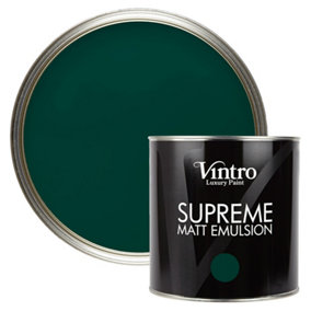 Vintro Luxury Matt Emulsion Dark Green, Multi Surface Paint for Walls, Ceilings, Wood, Metal - 2.5L (Woodpecker Green)