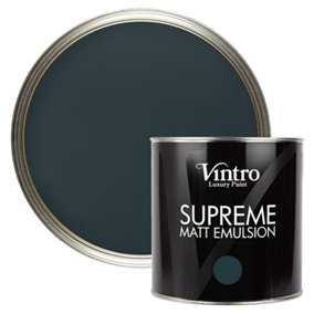 Vintro Luxury Matt Emulsion Dark Grey Multi Surface Paint for Walls, Ceilings, Wood, Metal - 2.5L (Lowry Grey)