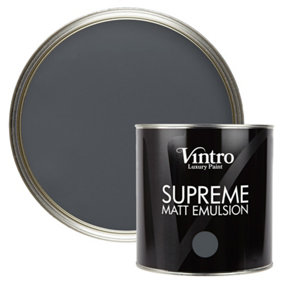 Vintro Luxury Matt Emulsion Dark Grey Multi Surface Paint for Walls, Ceilings, Wood, Metal - 2.5L (Wigeon Grey)