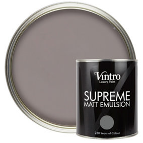 Vintro Luxury Matt Emulsion Dark Grey Smooth Chalky Finish, Multi Surface Paint - Walls, Ceilings, Wood, Metal - 1L (Cloudburst)