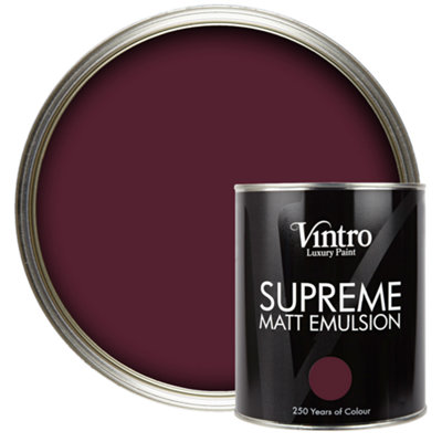 Vintro Luxury Matt Emulsion Dark Purple, Multi Surface Paint for Walls, Ceilings, Wood, Metal - 1L (Sweet Damson)