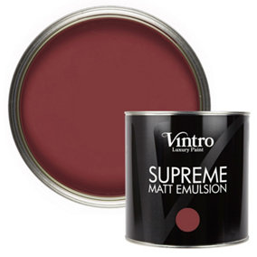 Vintro Luxury Matt Emulsion Deep Red, Multi Surface Paint for Walls, Ceilings, Wood, Metal - 2.5L (Mulberry)