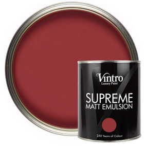 Vintro Luxury Matt Emulsion Deep Red , Smooth Chalky Finish, Multi Surface Paint for Walls, Ceilings, Wood, Metal - 1L (Mulberry)